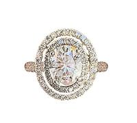 Silver Round Shape Ring Diamond Round Full Rhinestone Ring Round Cut Real Ring Plated Wedding Engagement Diamond Ring Size 6 10 Daughter Ring Pray Over It (Silver, 6)