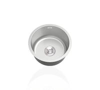 Silver Round Stainless Steel Small Kitchen Sinks Single Bowl,Mini Caravan Sink with Drainer Fittings and Overflow for Campervan Bar,Undermount and Topmount (Ø 28 cm)