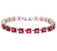 Silver Ruby Princess Cut 22.89ct Tennis Bracelet (925)