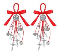 Silver Saint Benedict Medal 2 Pcs Protection from Evil Blessing Charm Catholic San Benito Medalla Handmade Jewelry Charms for Women Men Car Gift