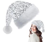 Silver Santa Hat Christmas Hats 35*45cm for Adults,Kids,Shiny Sequin Xmas Hat Plush Santa Claus Hat,Unisex Velvet Father Christmas Hat Costume,Christmas Party Hats Cap for Xmas New Year Party Gifts