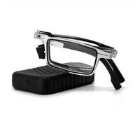 (Silver sauare, 250) Portable Folding Reading Glasses Men Metal Round Square Anti Blue Light Eyewear Presbyopia Eyeglasses Frame Diopter 1.0 To 4.0