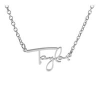 Silver Script Name Word Album Singer Albums Art Hoe Harajuku Gift Bundle Charm Chain Costume Y2K Aesthetic Girls Womens Ladies Fashion Costume Choker Outfits Accessories Gifts Jewellery Necklace
