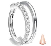 Silver Septum Clicker, Aesthetic Septum Piercing Jewellery Ring, Fashion Silver Nose Ring, Suitable for Wearing Earrings on the Nose Cartilage and Lips Tragus Rings