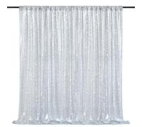 Silver Sequin Backdrop 7ft x 7ft Glitter Photo Booth Black Backdrop Curtains