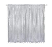 Silver Sequin Backdrop Curtains 8FTx8FT 1 Sequin Backdrop Curtains Panel Sparkly Background Drapes Glitter Photo Background for Wedding Baby Shower Stage Decorations(Silver,8ftx8ft)