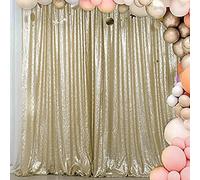 Silver Sequin Backdrop Curtains 8FTx8FT 1 Sequin Backdrop Curtains Panel Sparkly Background Drapes Glitter Photo Background for Wedding Baby Shower Stage Decorations(Gold,7ftx7ft)