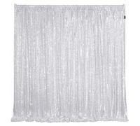 Silver Sequin Backdrop Curtains 8ftx8ft Sparkly Glitter Backdrops Baby Shower Stage Photo Drapes Christmas Party Decorations