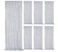 Silver Sequin Backdrop Curtains Drapes 6 Pieces 2ftx8ft Sparkly Christmas