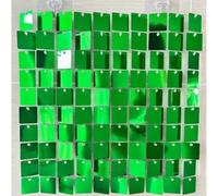 Silver Sequin Backdrop Panel Square For Shimmer Wall For Wedding Birthday Party Events Decorations Movable Plastic Sheet 30x30cm(Green)