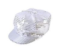 Silver Sequin Cap, 1 Pc. - Dazzling Design, Perfect Accessory for Parties, 1970s Themed Events, Festivals, & More Halloween, World Book Day