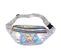 Silver Sequin Pu Waist Pack for Women and Waterproof