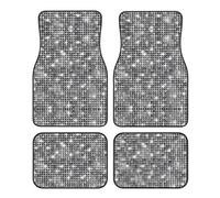 Silver Sequin Sparkle Pattern Print Car Foot Mat Four-Piece Set Full Set With Non-Slip Rubber Backing