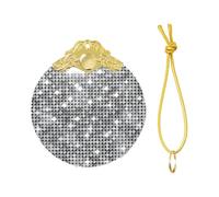 Silver Sequin Sparkle Pattern Print Christmas Metal buckle Glass round pendant Ornaments, 2025 Xmas Tree Decoration