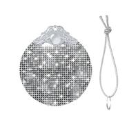 Silver Sequin Sparkle Pattern Print Christmas Metal buckle Glass round pendant Ornaments, 2025 Xmas Tree Decoration
