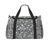 Silver Sequin Sparkle Pattern Print Everyday Use Travel Duffle Bag Large Capacity Travel Bag Stylish Functional Bag, Black, One Size