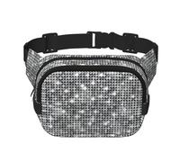 Silver Sequin Sparkle Pattern Print Men and Women Square Double Layer Waist Bag Workout Crossbody Travel Waist Bag, Black, One Size