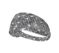 Silver Sequin Sparkle Pattern Print Non-Slip Elastic Running Headband, Sweat Absorbing Stretchy Hair Bands For Gym Yoga, Soft Skin-Friendly Foldable Workout Headband