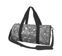 Silver Sequin Sparkle Pattern Print Round Duffel Bag, Canvas Overnight Travel Tote Bag, Waterproof and Tear-Resistant.Foldable Weekend Travel Bag
