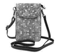 Silver Sequin Sparkle Pattern Print Stylish Leather Crossbody Flip Phone Bag â€“ Fashionable And Functional Mobile Wallet For Women