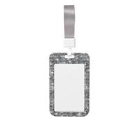 Silver Sequin Sparkle Pattern Printed Id Badge Holder with Neck Strap Vertical Waterproof Name Card Holder for Office School