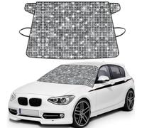 Silver Sequin Sparkle Pattern Printed Portable Windshield Wrap, Foldable Winter Ice Shield, Reinforced Flap Auto Protector