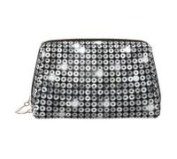 Silver Sequin Sparkle Pattern PVC Leather Makeup Bag Cosmetic Pouch Travel Organizer Toiletry Clutch