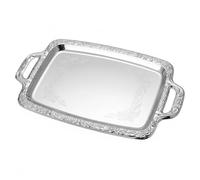Silver Serving Tray, Vintage Silver Tray with Handles, 15.5x9 Inch Stainless Steel Platter for Food Serving and Display