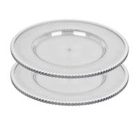 Urbn-Living Urbnliving 12 Pcs Clear Flower Charger Plates Silver Wedding Tableware Underplates