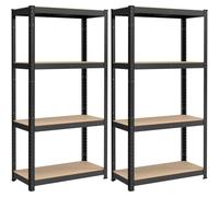 (Silver) Set of 2 Shelving Units, 4-Tier Heavy Dury Steel Shelving Unit for Storage, Garage, Shed