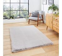Think Rugs Super Teddy Silver Rectangle 150 x 230cm Polyester Plain Shaggy, Silver