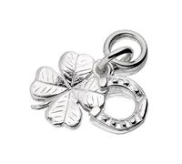 Silver Shamrock And Horseshoe Good Luck Charm - J9011