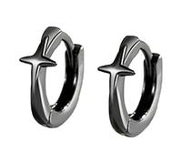 Silver Shaped Star Earrings Minimalist Trendy Ear Studs For Women Unique Design Perfect For Fashion Conscious Trendsetters Threader Earrings Silver (Black, 1cm)