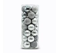 Silver Shatterproof Christmas Baubles 35 Pack 55mm