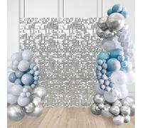 Silver Shimmer Wall Backdrop 9FTx4FT Sequin Backdrop Disco Shiny Backdrop for Party Wedding Anniversary Birthday Decor