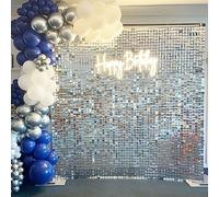 Silver Shimmer Wall Backdrop Sequin Panel - 36 Piece Party Background Decorative Panel