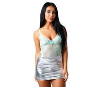 Silver Shiny PVC Micro Mini Skirt High-Waisted Bodycon Women's Solid Stylish Clubwear (22-24, xx_l)