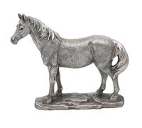 Silver Shire Horse Ornament - Elegant Decorative Figurine for Home, Office or Present - Detailed Horse Statue in Metallic Finish (Silver Horse)
