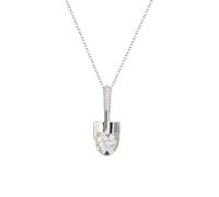 Silver shovel-shaped diamond-encrusted pendant necklace with titanium steel clavicle chain, suitable for gifting to family and friends