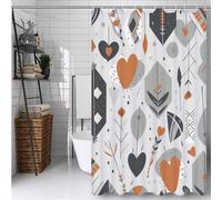 Silver Shower Curtain 100 x 200 cm Bathroom Curtain with 12 Hooks, Outdoor Garden Curtains Waterproof, Quick-Drying, Washable, Weighted Hem, BathCurtain for Spring Bathroom Decor Pattern -ly643