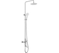 Silver Shower System Adjustable, Wall Mounted Shower Set Stainless Steel with Overhead Shower Head Bath Mixer Tap, Modern Shower Mixer Set for Bathroom Hotel
