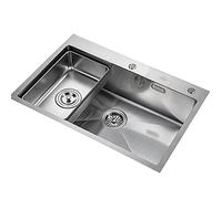 Silver Single ?Bowl ?Stainless Steel Sink with Strainer Big Prep Kitchen Sink Drop-in or Undermount Installation Kitchen Sinks/Silver/78 * 48Cm