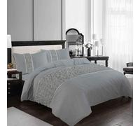 (Silver, Single) Diamond Lace Aurora Luxury Bedding Duvet Set