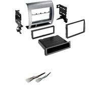 Silver Single or Double DIN Car Stereo Radio Install Dash Kit + Wire Harness -Made for Some 2005-2011 Toyota Tacoma