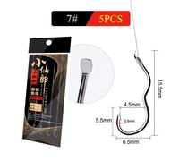 (silver, size 7#) 5pcs High Carbon Steel Fishing Hook Sharp Barbed Automatic Flip hook New Invention size0.5#-12# Fishhook for Carp Fishing Accessories