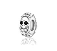 Silver Skull Charm 925 Silver Charm Compatible with Pandora Charms, Trollbeads, Chamilia, Biagi and Many Other UK Charm Bracelets.
