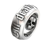 Silver Skull Ring er Death uns scheidet Skull Ring Black | Until Death Divorces Us Silver Alphabet Eternity Ring Gothic Pure Black