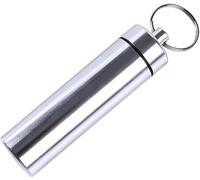 Silver Small Portable Pill Box Keychain, Aluminium Alloy Mini Pill Organizer Case Container for Purse,Waterproof Metal Pill Holder Medicine Bottle for Outdoor Camping Travel Personal Pill Organizers