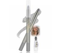 Silver Smoke Metallic Eyeshadow Stick for Eyeshadow, Eyeliner & Highlighter - Cream to Powder Shimmer Crayon, Waterproof Sweat Resistant Wear, Includes Sharpener, Portable Eye Makeup