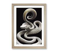 Silver Snake Framed Print | A3 Oak Framed Wall Art | Ready to Hang | Modern Nature Picture | Living Room Bedroom Lounge Office